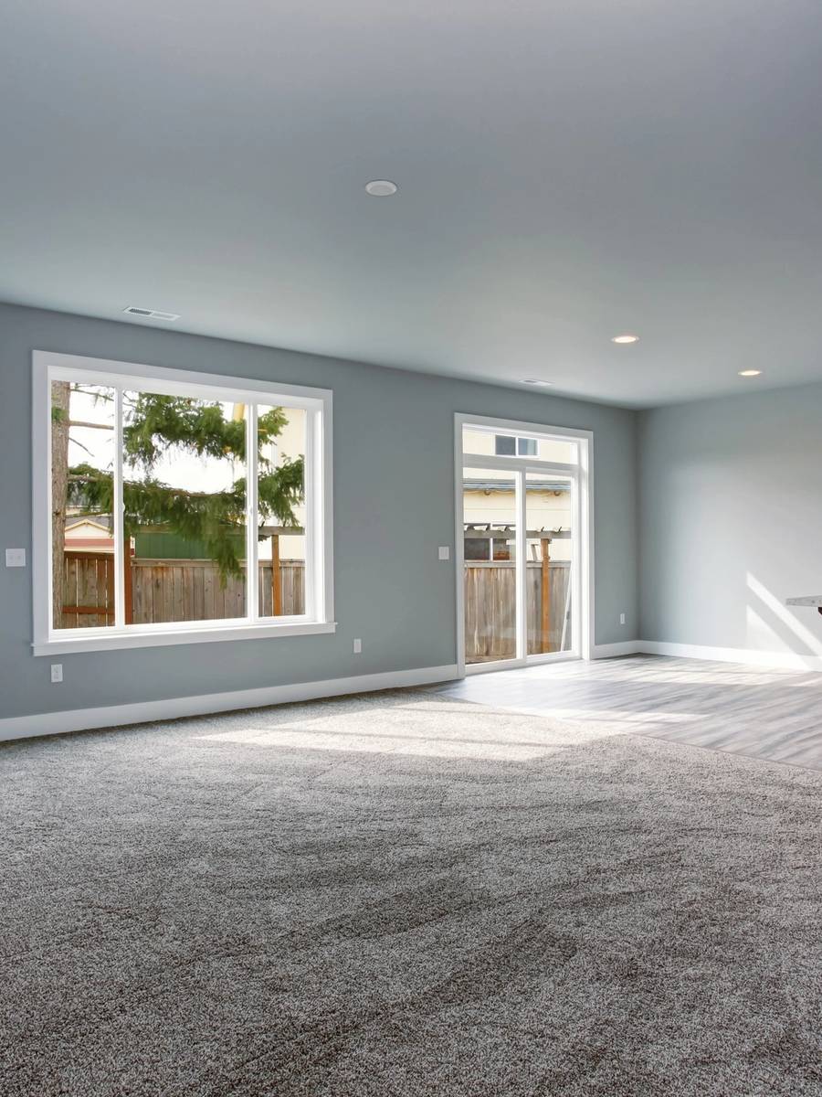 Gray carpet in a large room
